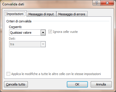finestra convalida dati