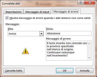 inserimento valore non presente in elenco di origine