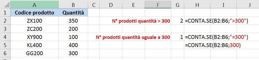 conta se criteri numerici