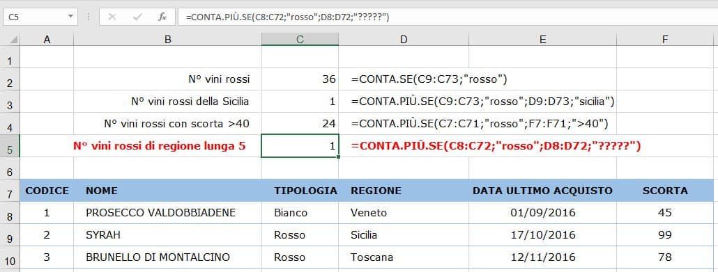 condizione lunghezza con i caratteri jolly