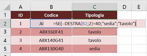 esempio pratico funzione destra trasformata in numero