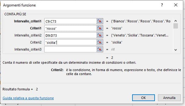 finestra parametri conta piu se