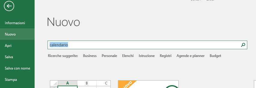 ricerca calendario